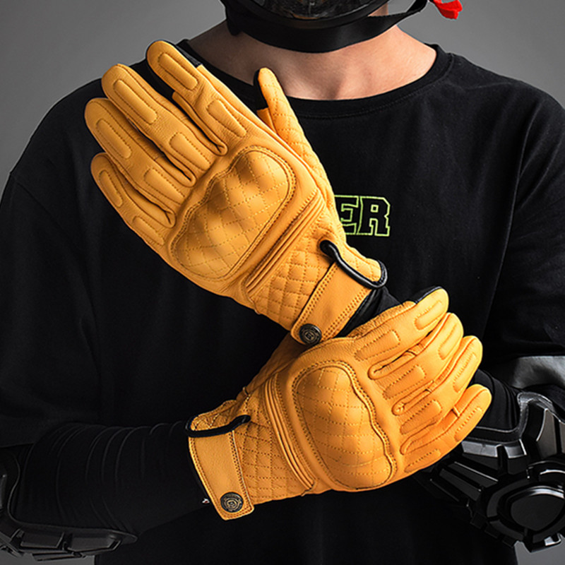 Motorcycle Gear Full Set - Retro Leather Motorcycle Gloves Full Finger