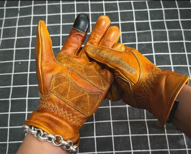 Motorcycle Gear Full Set - Handmade Genuine Leather Retro Motorcycle Gloves